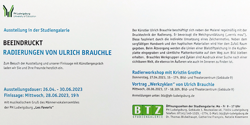 Ausstellung in der Studiengalerie PH-Ludiwigsburg, Bild- und Theaterzentrum